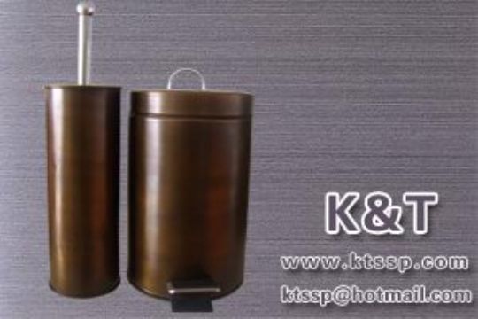  Stainless Steel Copper-PlatedTrash Cans Set 